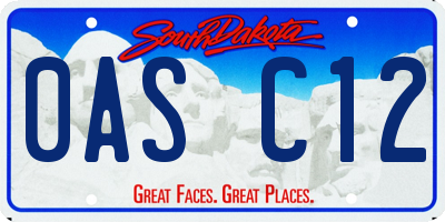 SD license plate 0ASC12