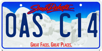 SD license plate 0ASC14