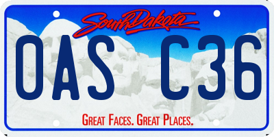 SD license plate 0ASC36