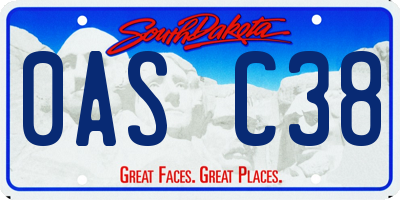 SD license plate 0ASC38