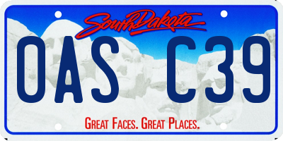SD license plate 0ASC39