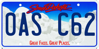 SD license plate 0ASC62