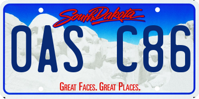 SD license plate 0ASC86