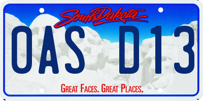 SD license plate 0ASD13