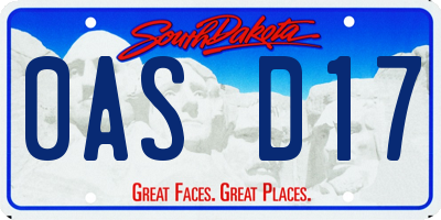 SD license plate 0ASD17