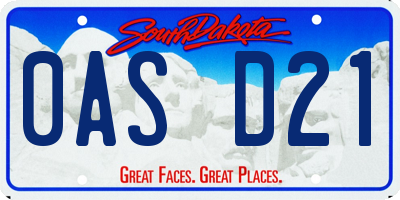 SD license plate 0ASD21