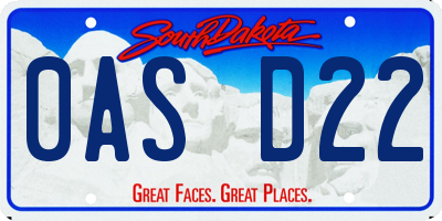 SD license plate 0ASD22