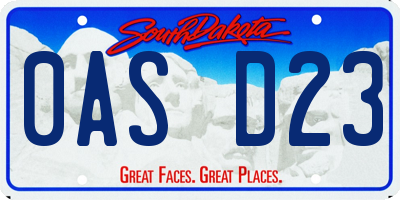 SD license plate 0ASD23