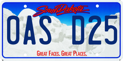 SD license plate 0ASD25