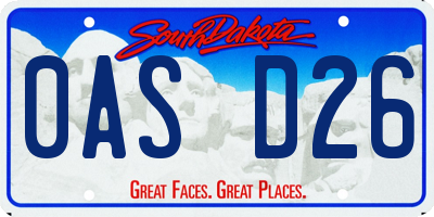 SD license plate 0ASD26