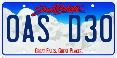 SD license plate 0ASD30
