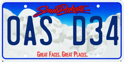 SD license plate 0ASD34