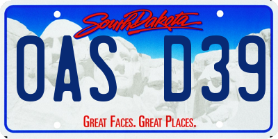 SD license plate 0ASD39