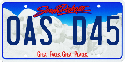 SD license plate 0ASD45