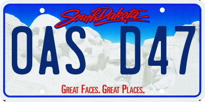 SD license plate 0ASD47