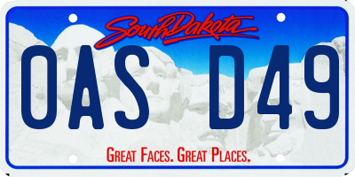 SD license plate 0ASD49