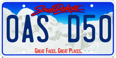 SD license plate 0ASD50