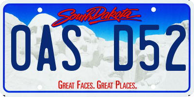 SD license plate 0ASD52