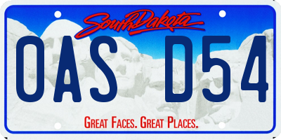 SD license plate 0ASD54