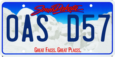 SD license plate 0ASD57