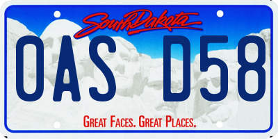SD license plate 0ASD58