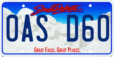 SD license plate 0ASD60