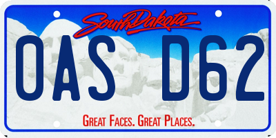SD license plate 0ASD62