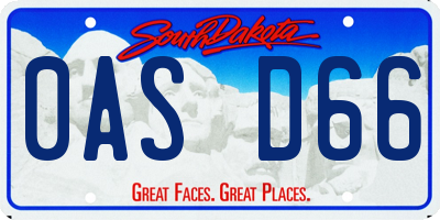 SD license plate 0ASD66