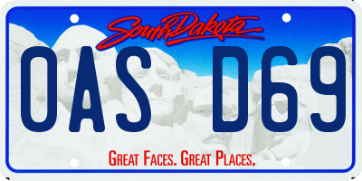SD license plate 0ASD69