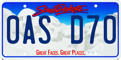 SD license plate 0ASD70