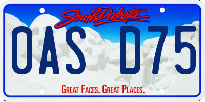 SD license plate 0ASD75