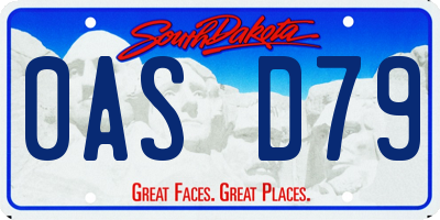 SD license plate 0ASD79