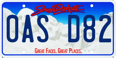 SD license plate 0ASD82