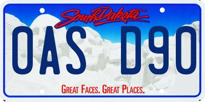 SD license plate 0ASD90
