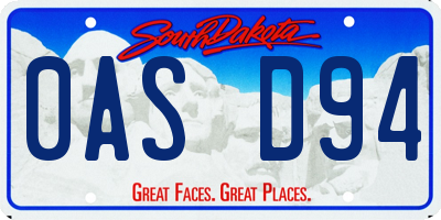 SD license plate 0ASD94