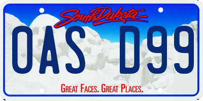 SD license plate 0ASD99