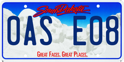 SD license plate 0ASE08