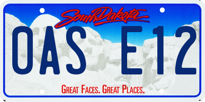 SD license plate 0ASE12