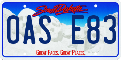 SD license plate 0ASE83