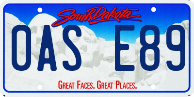 SD license plate 0ASE89