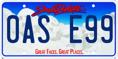 SD license plate 0ASE99