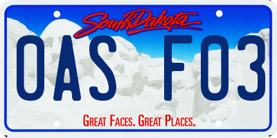 SD license plate 0ASF03