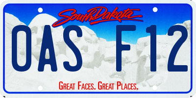 SD license plate 0ASF12