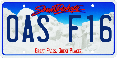 SD license plate 0ASF16