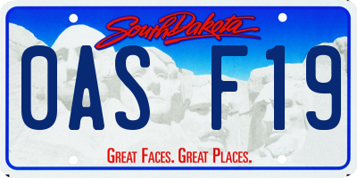 SD license plate 0ASF19