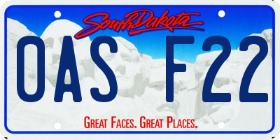 SD license plate 0ASF22