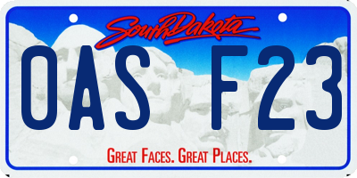 SD license plate 0ASF23