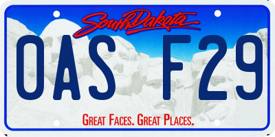 SD license plate 0ASF29