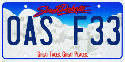 SD license plate 0ASF33