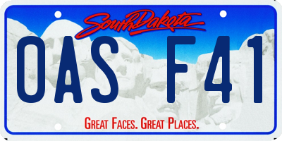SD license plate 0ASF41